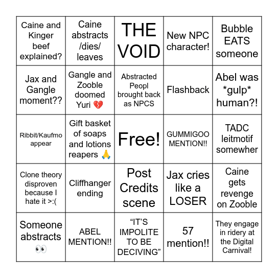 TADC 8 Bingo!! Bingo Card