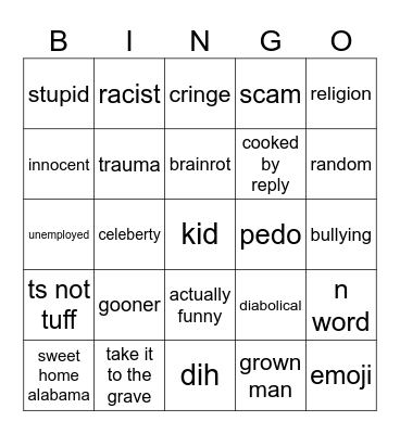 stupid hub comments Bingo Card
