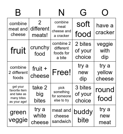 Dinner Bingo Card