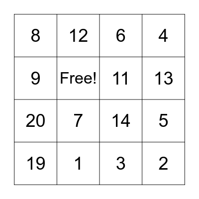 Los Numeros! Bingo Card