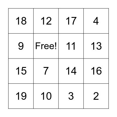 Los Numeros! Bingo Card