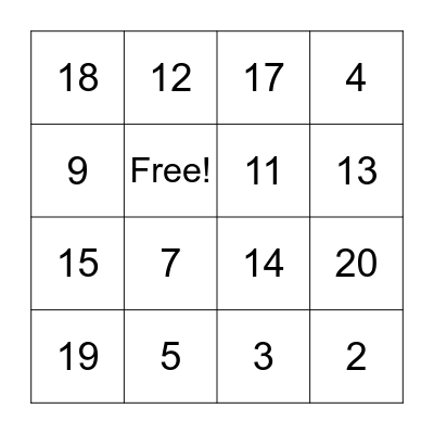 Los Numeros! Bingo Card