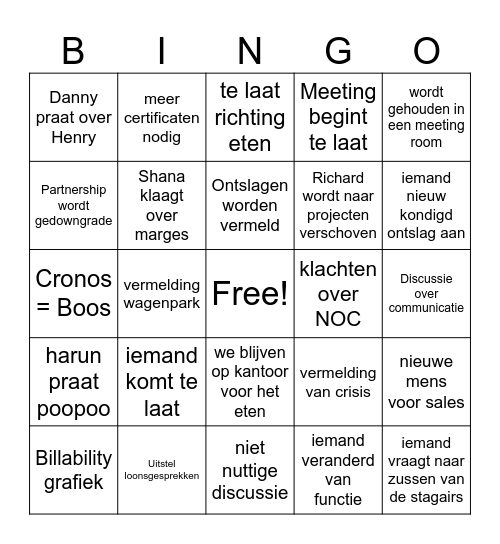 Drink & Sync Bingo Card