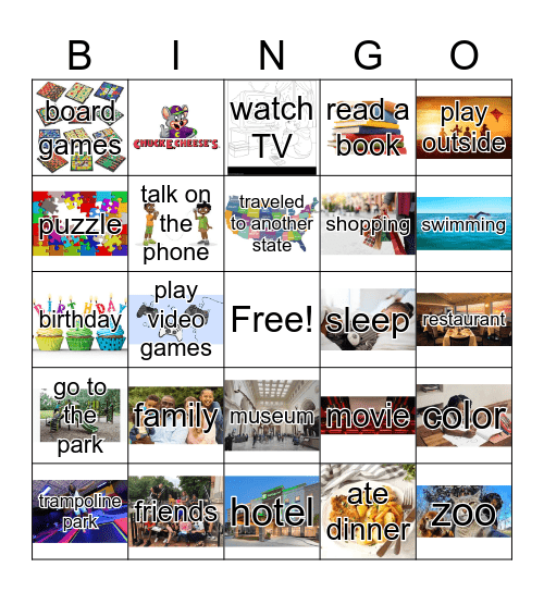 Spring Break Bingo Card