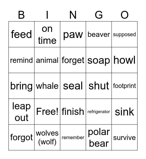 Is This a Moose & I Forgot Word Review Bingo Card