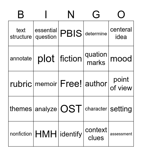 HMH Bingo Card