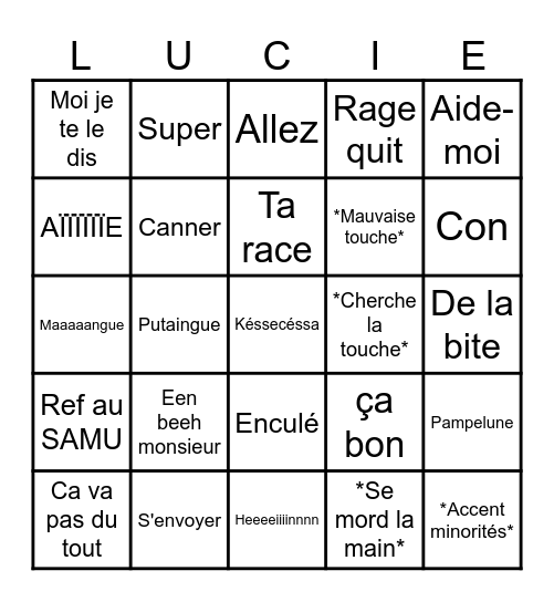 LE  BINGO DES BEBEWS Bingo Card