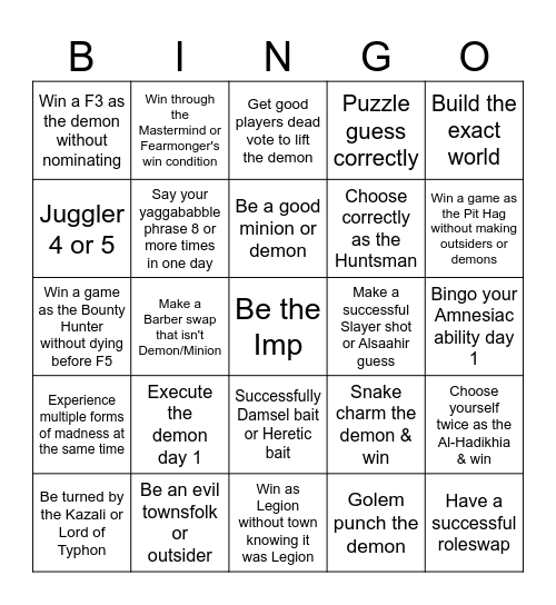 Prism's Botc Bingo Card