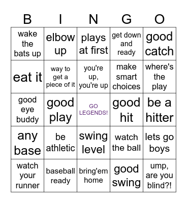 Race City Legends Bingo Card