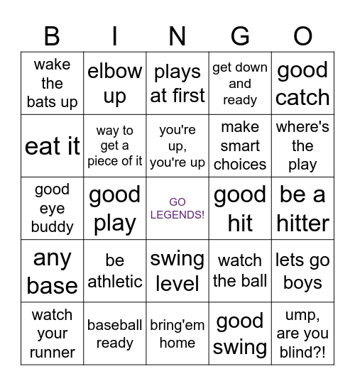 Race City Legends Bingo Card