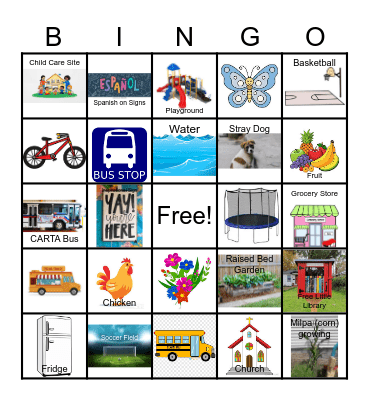 Community Tour Bingo Card