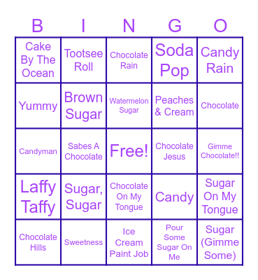Sweet Treats & Sugar Beats Bingo Card