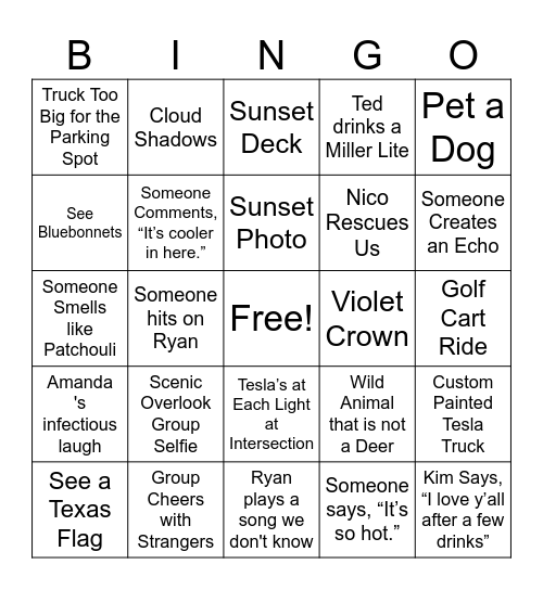 Kim's Birthday Bingo Card