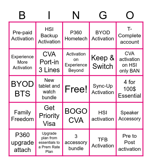 East-West Bingo Card