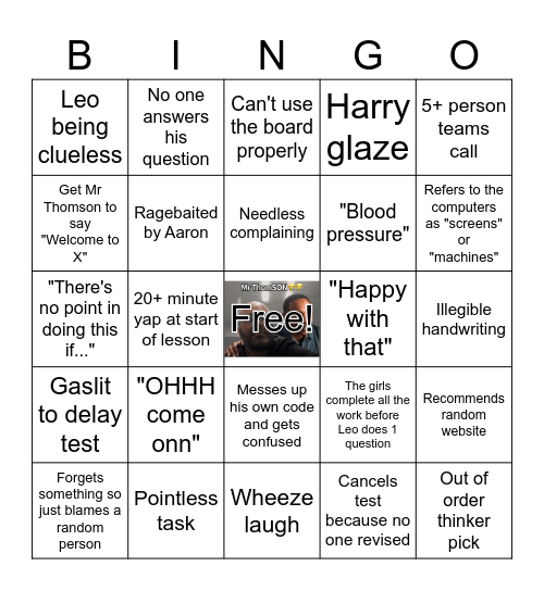 Mr Thomson Bingo V2 Bingo Card