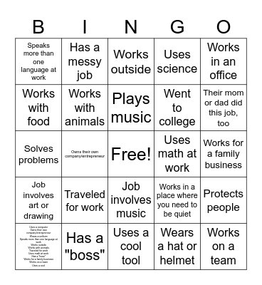 CAREER DAY BINGO Card