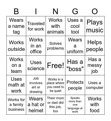 CAREER DAY Bingo Card
