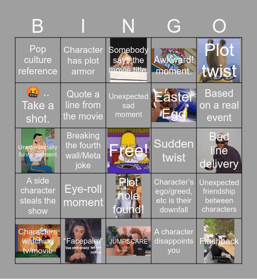 Movie Bingo v3 Bingo Card