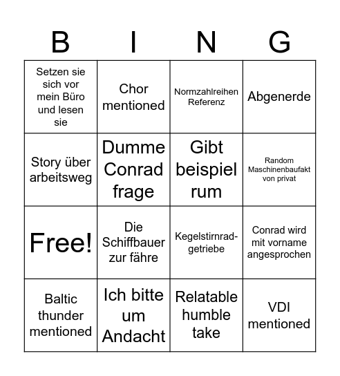 Weychardt Vorlesung Bingo Card