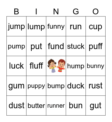 short u words Bingo Card