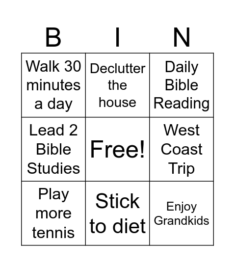 Reagans Card 2026 Bingo Card