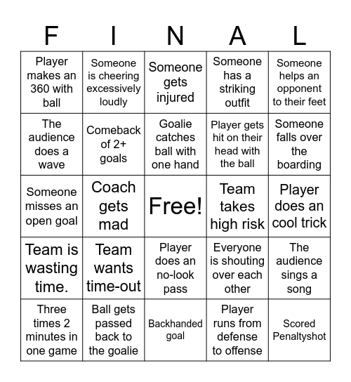 Finals Bingo Card