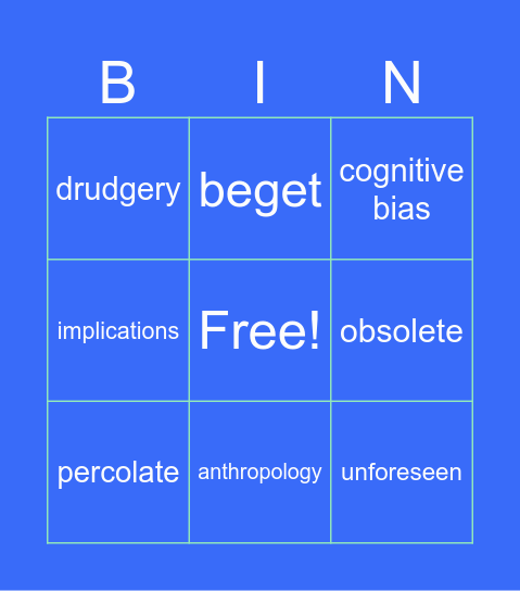 Ted Talk Bingo Card
