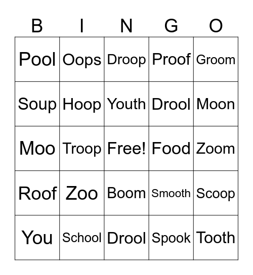 OO Sounds Bingo Card