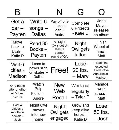 Untitled Bingo Card