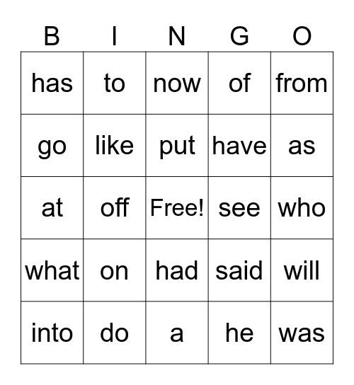 Red Word Bingo Card