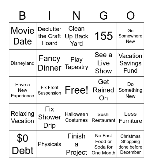 2026 Bingo Card