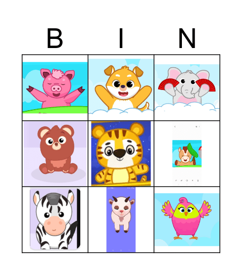 Hidding animal Bingo Card