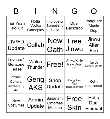 AGCN 4th Anni Bingo Card