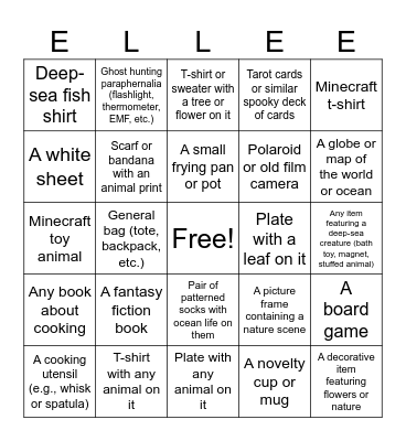 B Bingo Card