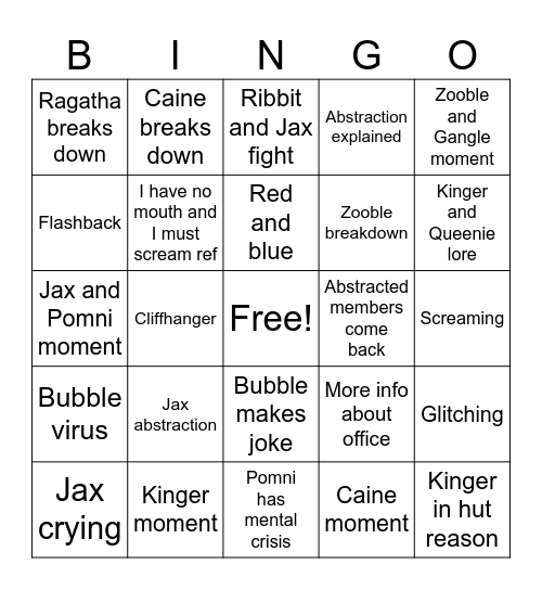 TADC EPISODE 8 BINGO Card