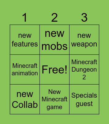Minecraft BINGO Card