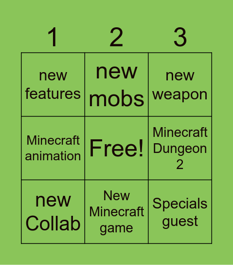Minecraft BINGO Card