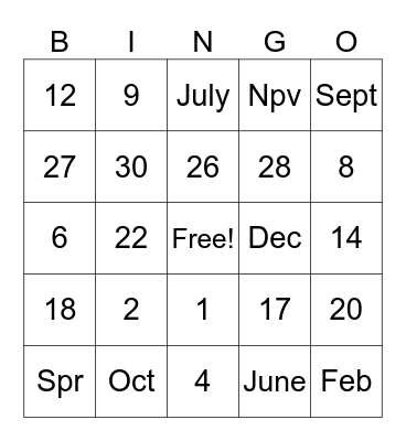 Untitled Bingo Card