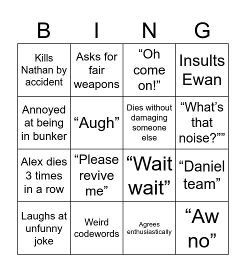 Daniel Bingo Card