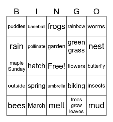 Spring Bingo Card