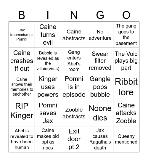 TADC Ep. 8 Bingo Card