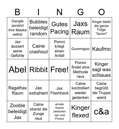 TADC EP 8 Bingo Card