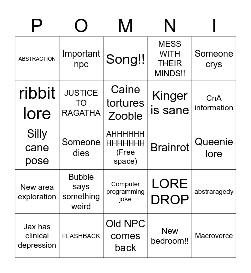 TDAC EPISODE 8 BINGO CARD Bingo Card