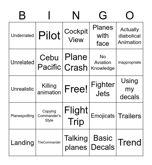 My Movie Aviation Bingo Card