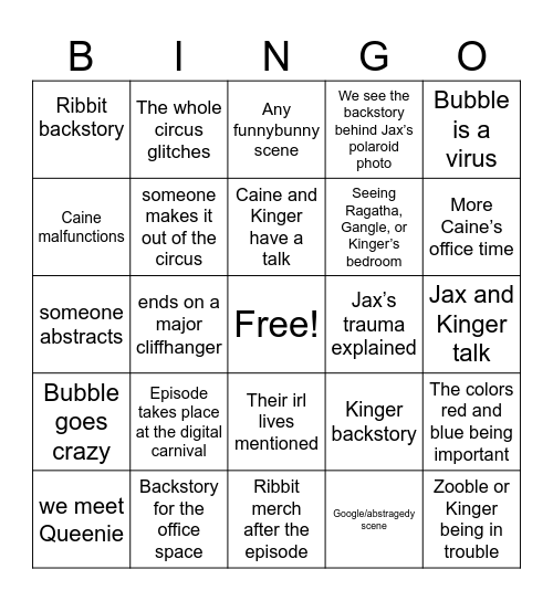 TADC EPISODE 8 BINGO Card
