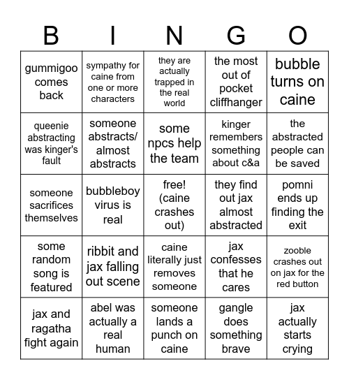 tadc episode 8 bingo Card