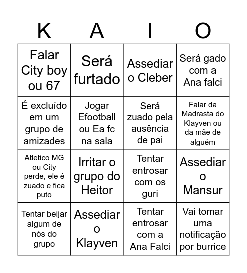 Bingo Merdas da maior merda do mundo Bingo Card
