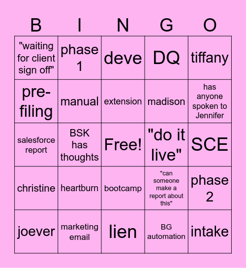 Bootcamp Bingo Card