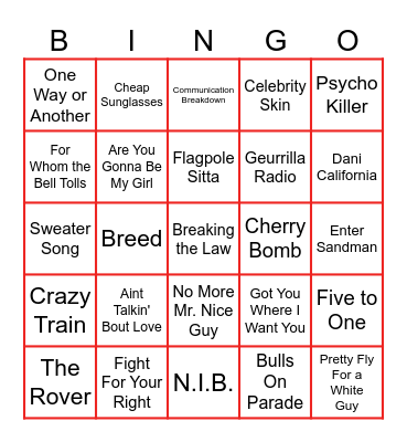 Left Behind Bingo Card