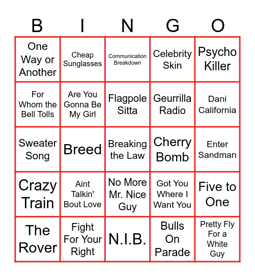 Left Behind Bingo Card